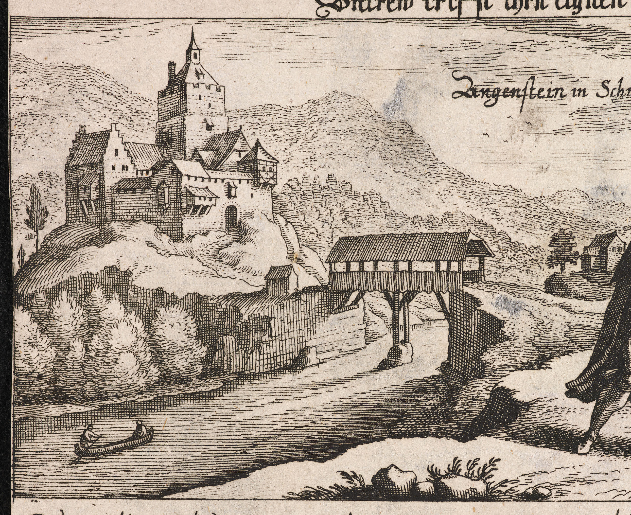 Matthäus Merian d. Ä. Schloss Angenstein mit Brücke
